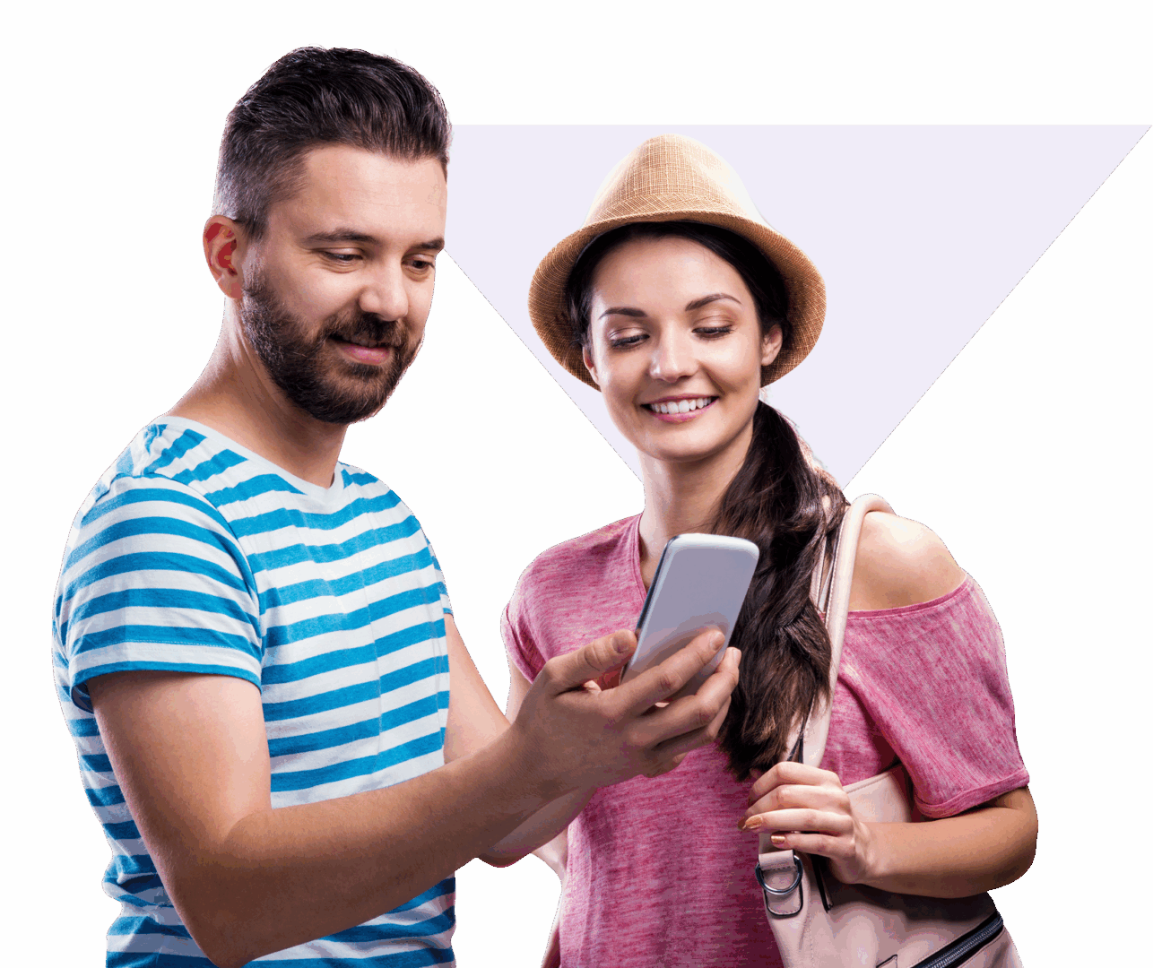 Man and woman looking at smartphone together.